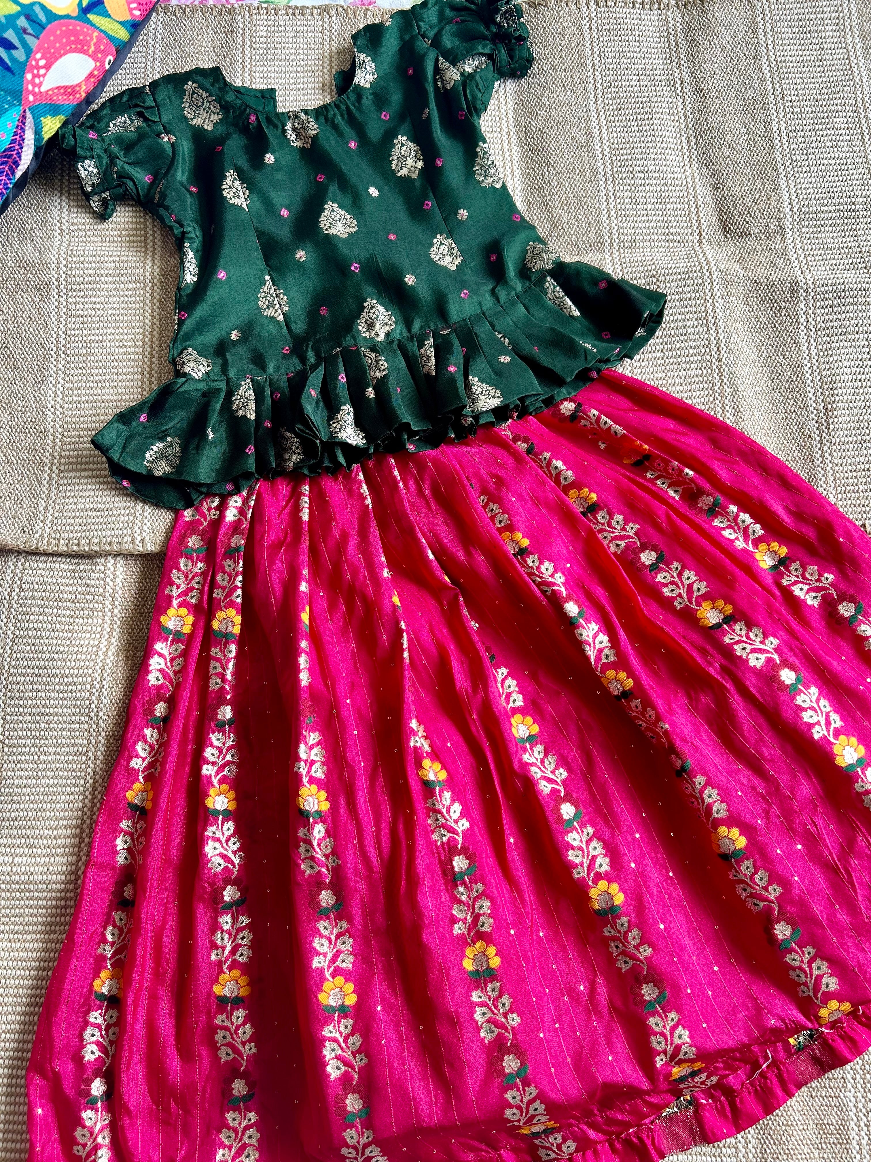 Green & Pink Royalty - Lehenga set