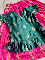 Load image into Gallery viewer, Green &amp; Pink Royalty - Lehenga set
