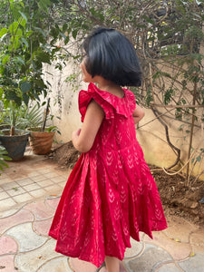 Strawberry - Cotton Ikat Weave Dress