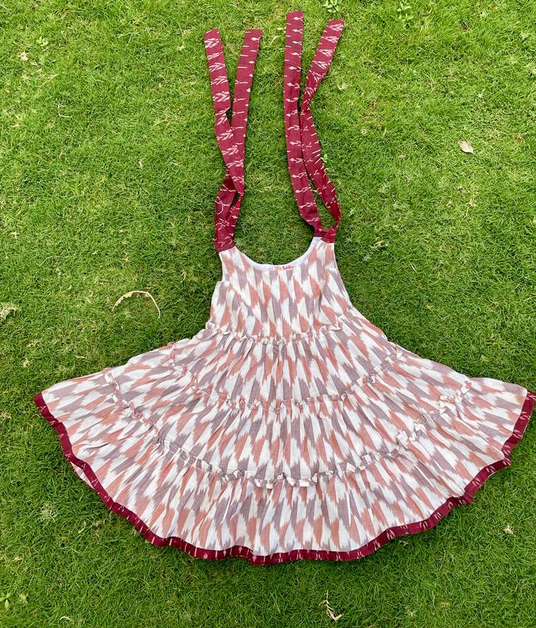 Terracotta- Cotton Ikat Weave dress