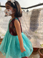 Load image into Gallery viewer, Turquoise Angel dress with Ikat coat
