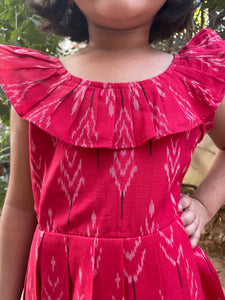 Strawberry - Cotton Ikat Weave Dress