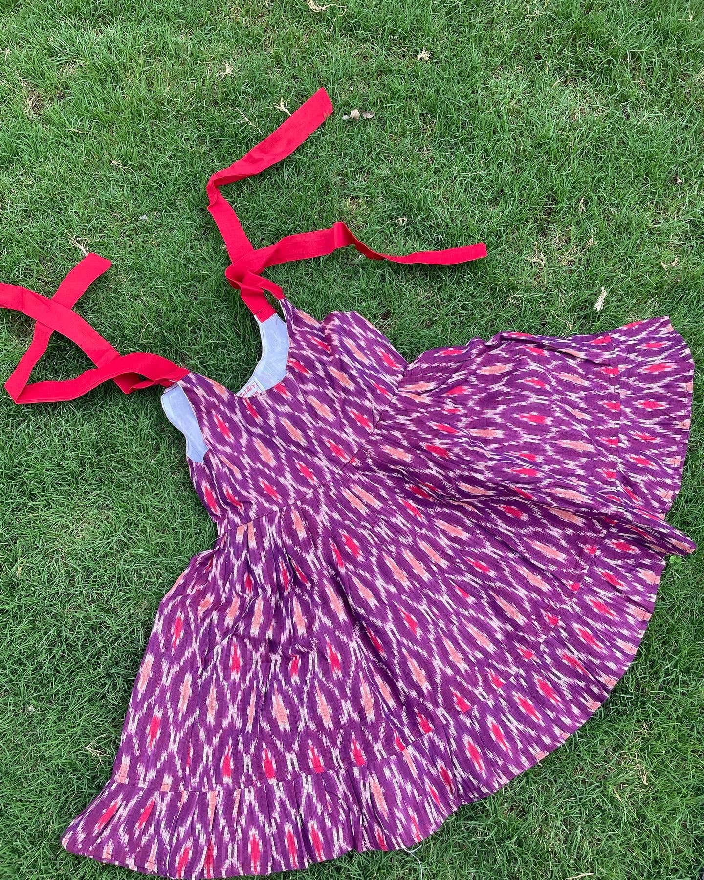 Purple Frolic - Cotton Ikat Weave dress