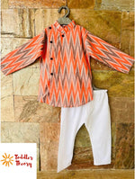 Load image into Gallery viewer, Orange Ikat - Kurta Pyjama Set for Boys

