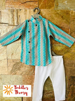 Load image into Gallery viewer, Teal Ikat - Kurta Pyjama Set for Boys
